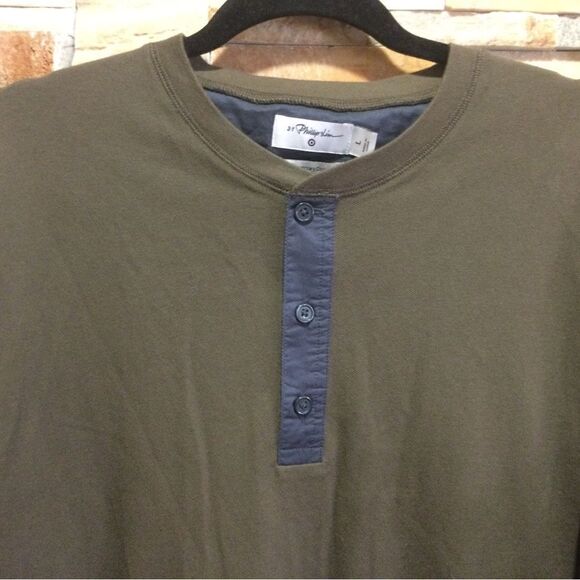 3:1 PHILLIP LIM  Men’s Long Sleeve Round Neck Henley T-Shirt - Picture 3 of 8